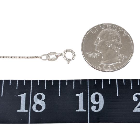 Italian Box Chain | LUC Sterling Silver 925 Necklace 18.75" - Picture 2 of 7